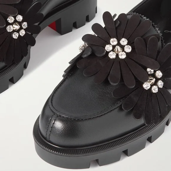 Christian Louboutin Black Leather Loafers - Picture 1 of 11